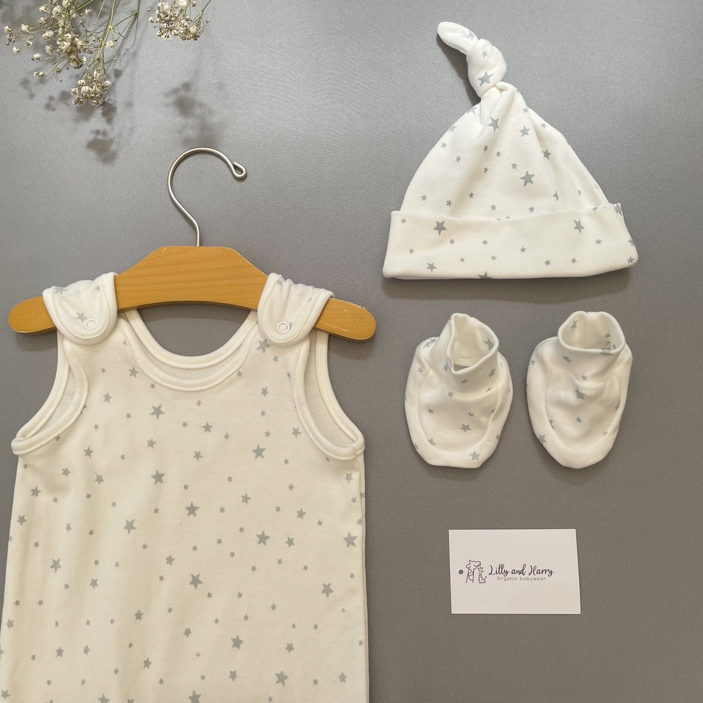 milk white baby romper with hat and booties - baby shower gift.