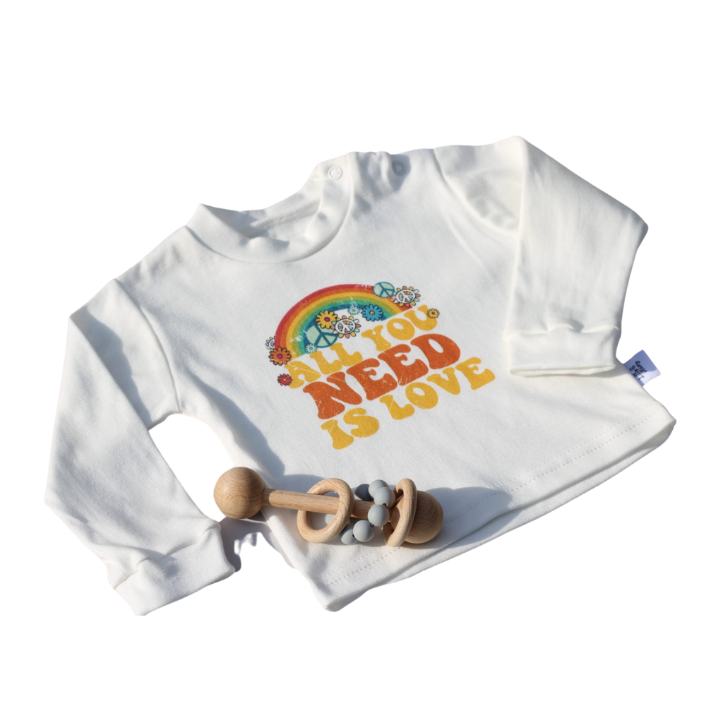 all you need is love baby long sleeve t-shirt for winter. first born. new born baby gift. baby shower gift.