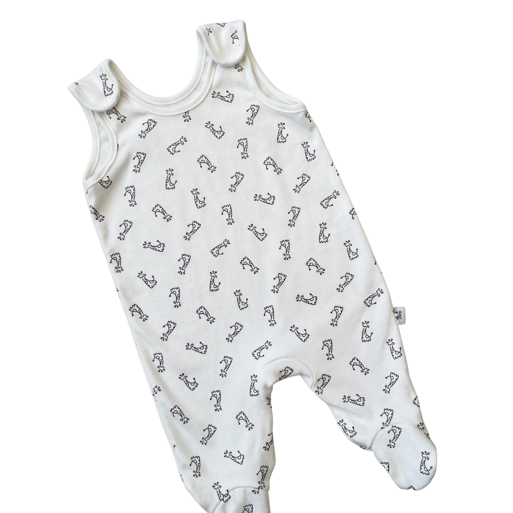 super soft 100% organic cotton baby romper - perfect for safari themed baby shower with gift box available