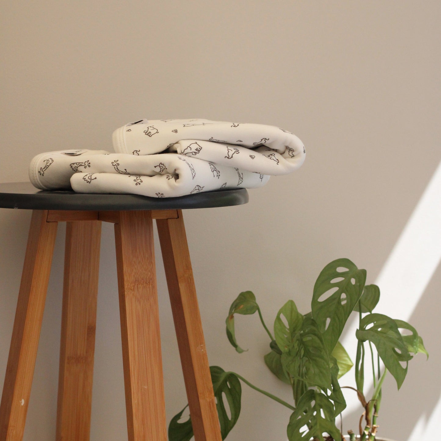 futon company blue wooden stall with two super soft baby blankets from lillyandharry.com - super soft blankets for new born baby shower gift