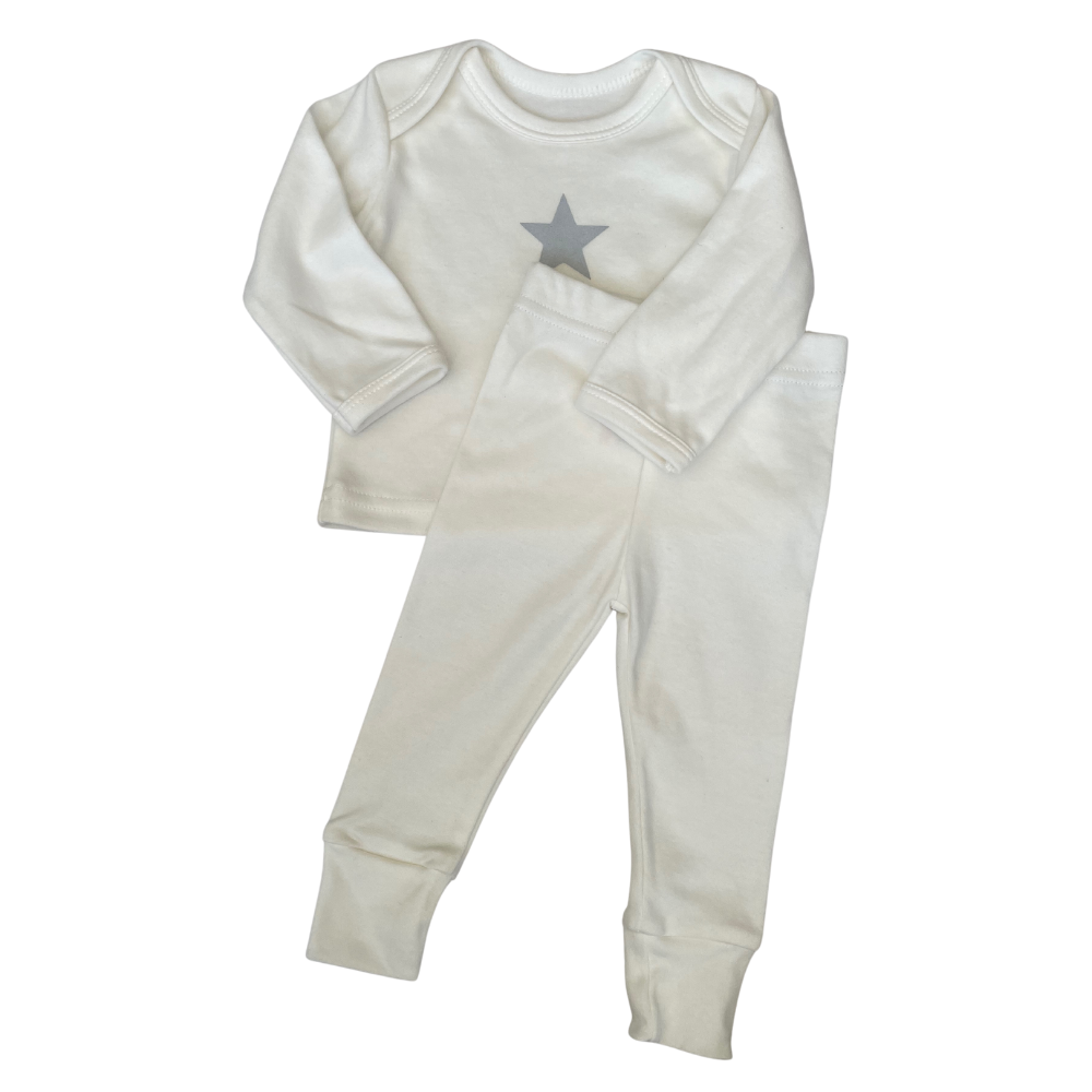 Star Baby Lounge Set in White with T-shirt and Bottoms