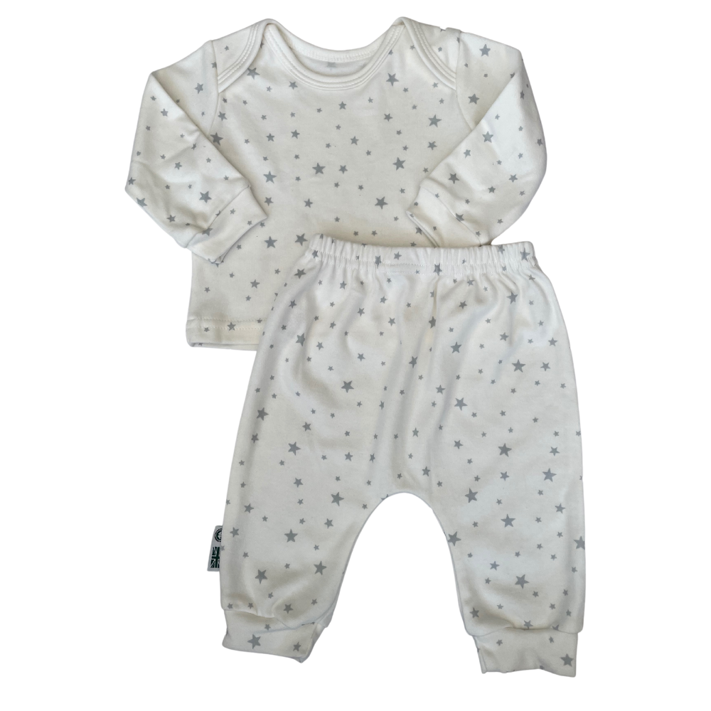 Star Baby Lounge Set in Milk White with T-shirt and Bottoms