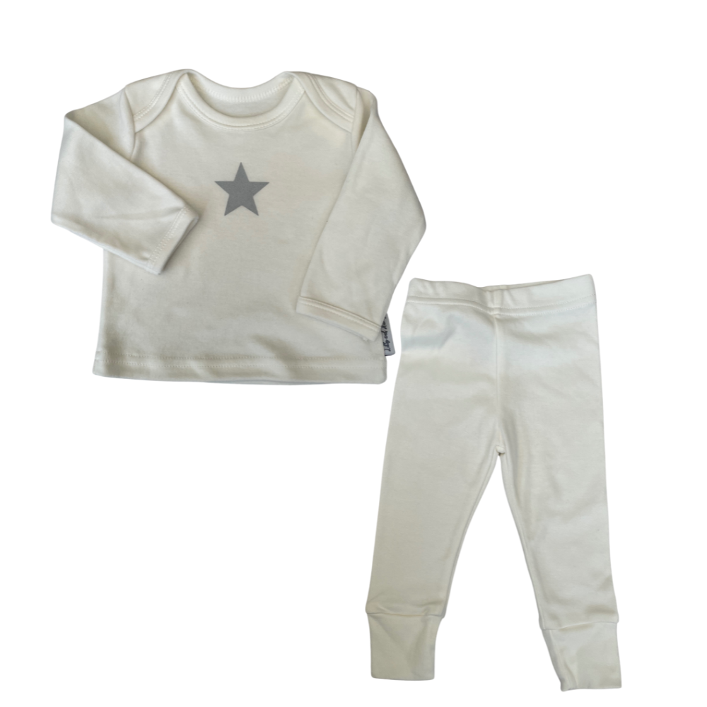Star Baby Lounge Set in White with T-shirt and Bottoms